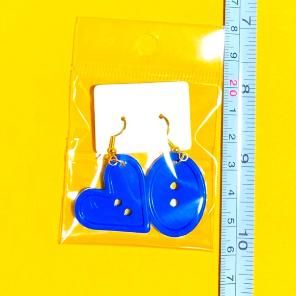 RETRO COLORFUL SHAPES Button Earrings (BLUE) - Picture 6 of 8